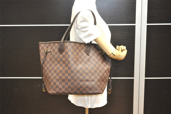 Authentic Louis Vuitton Damier Neverfull MM Shoulder Tote Bag N51105 LV 0953I