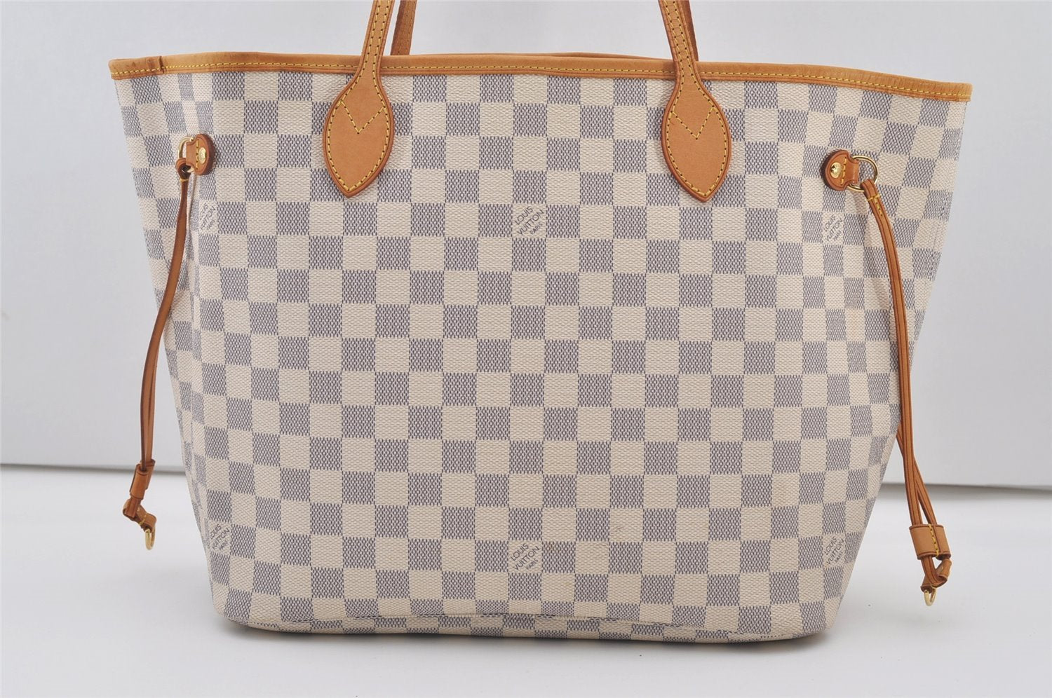 Authentic Louis Vuitton Damier Azur Neverfull MM Tote Bag N51107 LV 2073J