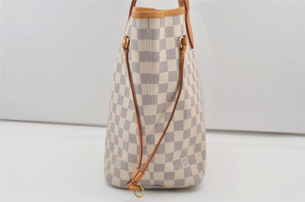 Authentic Louis Vuitton Damier Azur Neverfull MM Tote Bag N51107 LV 2073J
