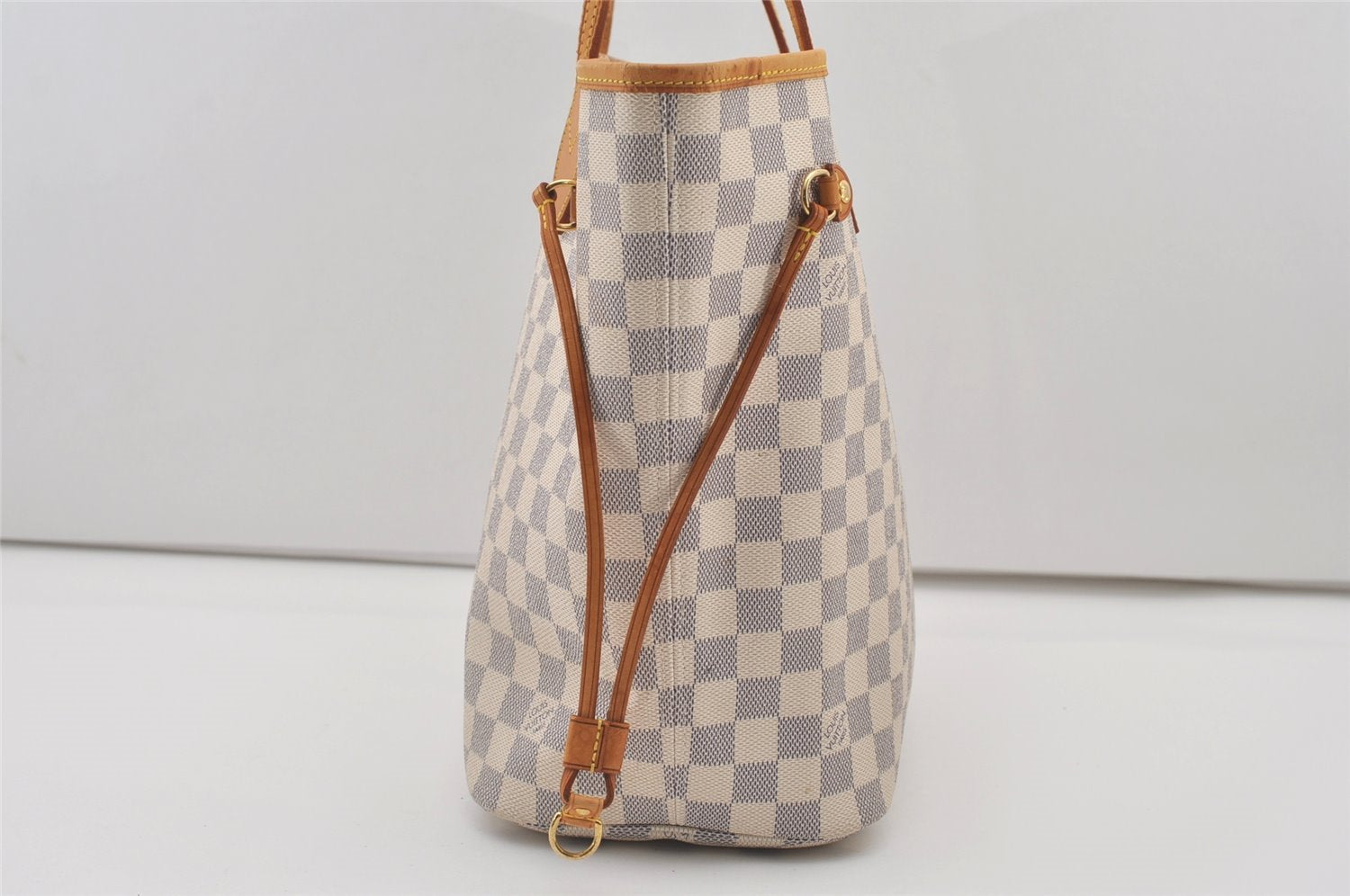 Authentic Louis Vuitton Damier Azur Neverfull MM Tote Bag N51107 LV 2073J