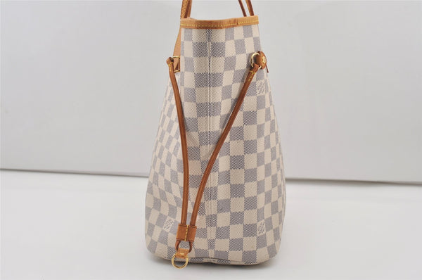 Authentic Louis Vuitton Damier Azur Neverfull MM Tote Bag N51107 LV 2073J