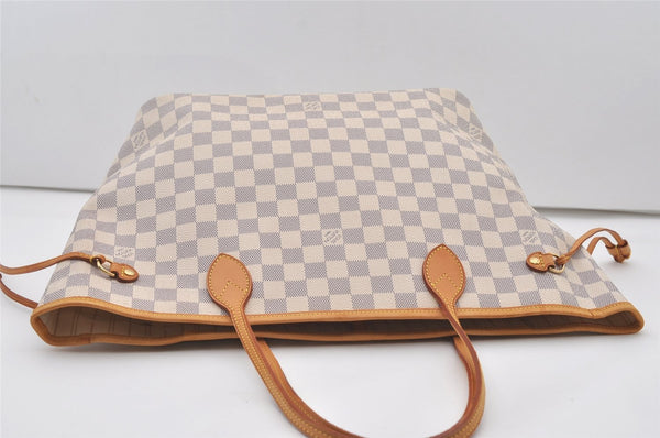 Authentic Louis Vuitton Damier Azur Neverfull MM Tote Bag N51107 LV 2073J