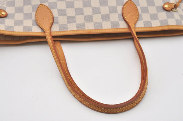 Authentic Louis Vuitton Damier Azur Neverfull MM Tote Bag N51107 LV 2073J