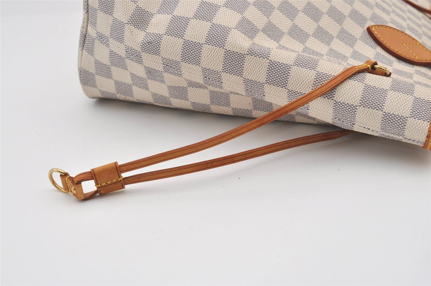 Authentic Louis Vuitton Damier Azur Neverfull MM Tote Bag N51107 LV 2073J