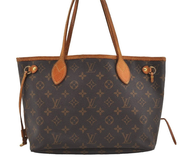 Authentic Louis Vuitton Monogram Neverfull PM Shoulder Tote Bag M40155 LV 2641J