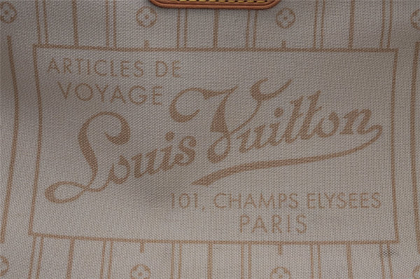 Authentic Louis Vuitton Damier Azur Neverfull MM Tote Bag N51107 LV 2682I