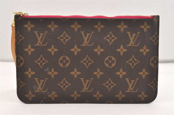 Authentic Louis Vuitton Monogram Neverfull GM Pouch Purse Clutch Bag Pink 2815J
