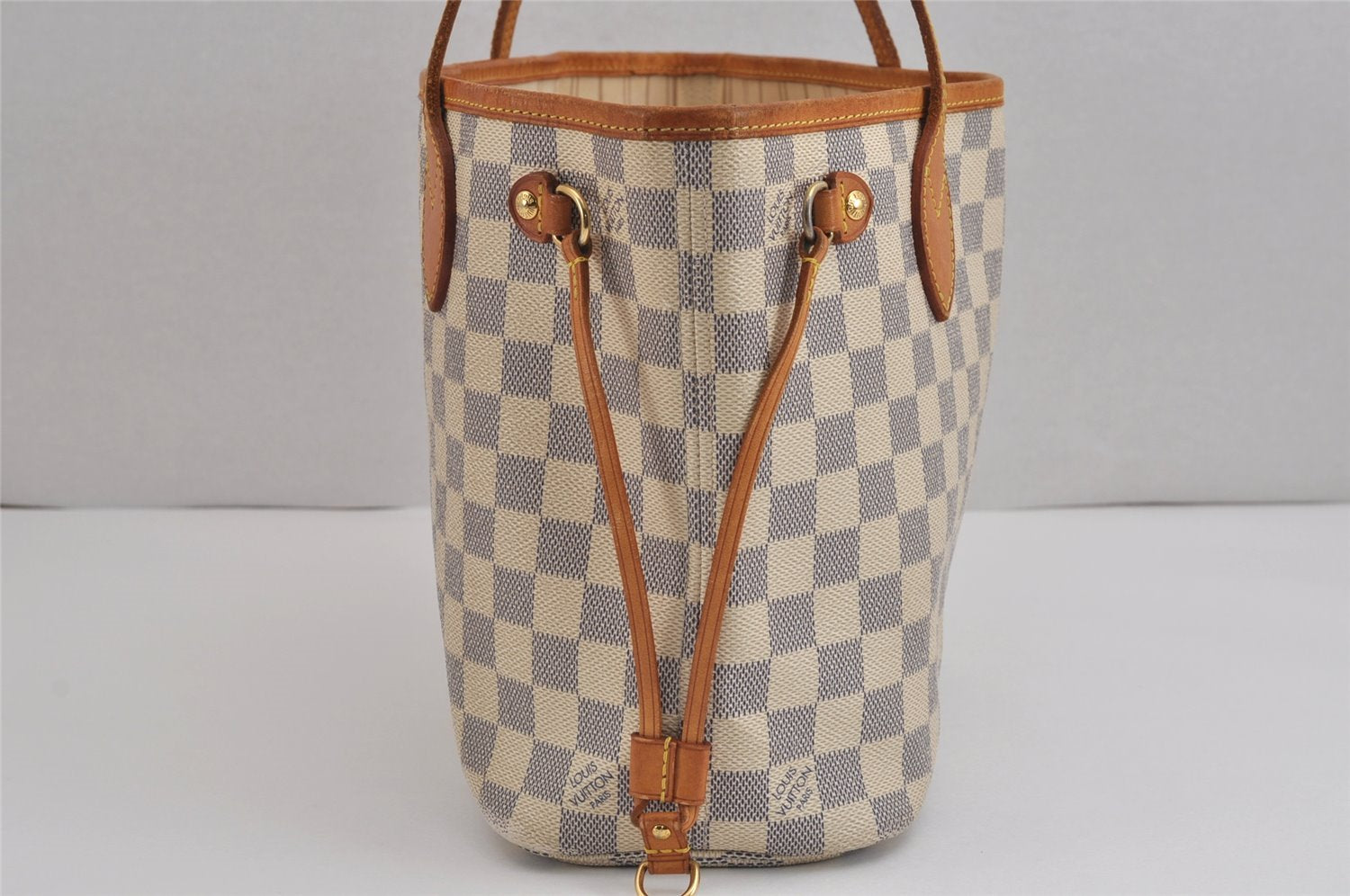 Authentic Louis Vuitton Damier Azur Neverfull PM Tote Bag N51110 LV 3718J