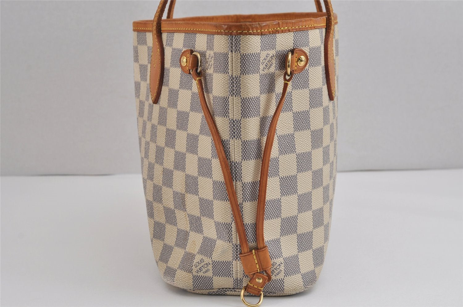 Authentic Louis Vuitton Damier Azur Neverfull PM Tote Bag N51110 LV 3718J