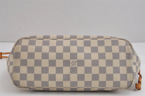 Authentic Louis Vuitton Damier Azur Neverfull PM Tote Bag N51110 LV 3718J