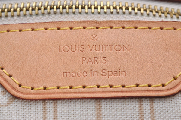 Authentic Louis Vuitton Damier Azur Neverfull MM Tote Bag N51107 LV 3954I