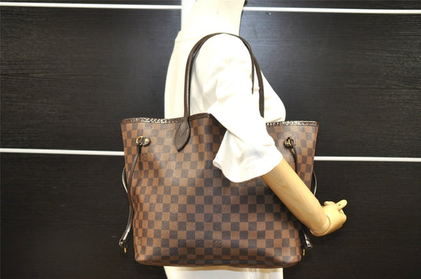 Authentic Louis Vuitton Damier Neverfull MM Shoulder Tote Bag N51105 LV 4625I