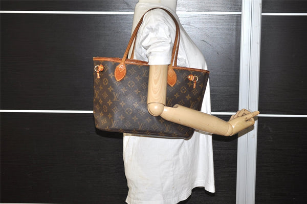 Authentic Louis Vuitton Monogram Neverfull PM Shoulder Tote Bag M40155 LV 4630I