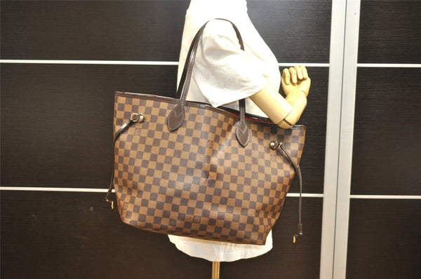 Authentic Louis Vuitton Damier Neverfull MM Shoulder Tote Bag N41358 LV 4649I