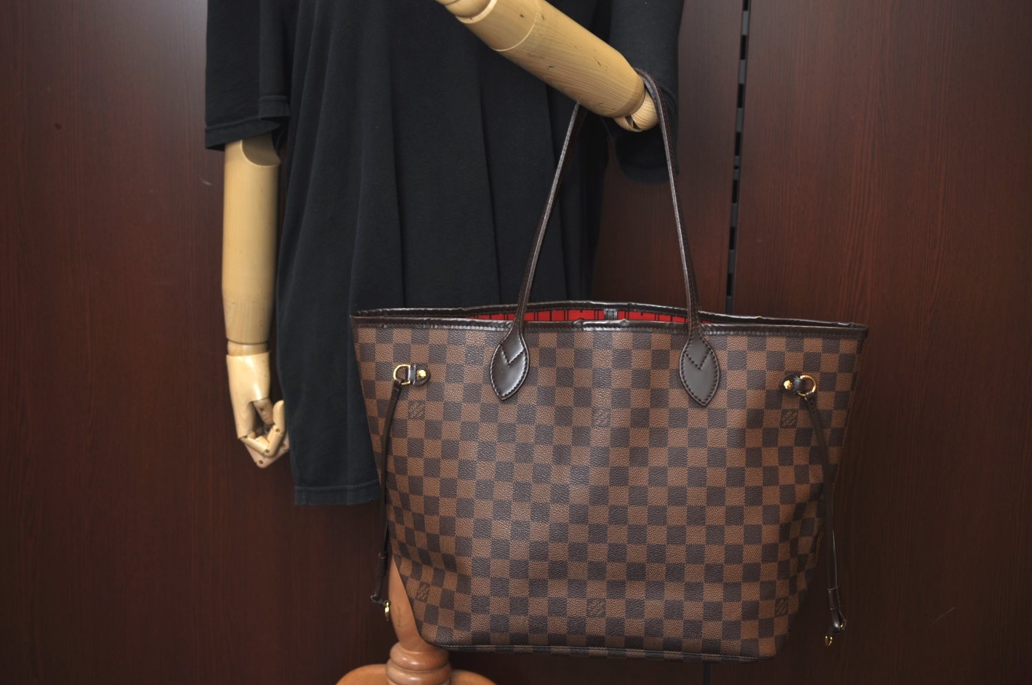 Authentic Louis Vuitton Damier Neverfull MM Shoulder Tote Bag N51105 LV 5168G
