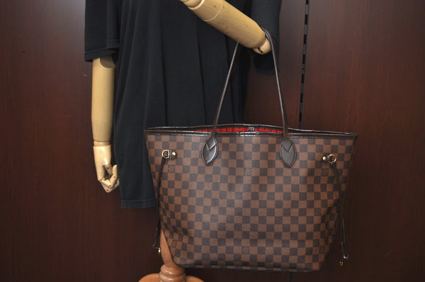 Authentic Louis Vuitton Damier Neverfull MM Shoulder Tote Bag N51105 LV 5168G