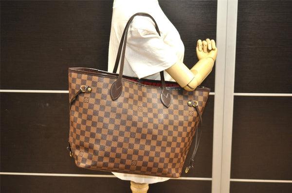 Authentic Louis Vuitton Damier Neverfull MM Shoulder Tote Bag N51105 LV 5180J