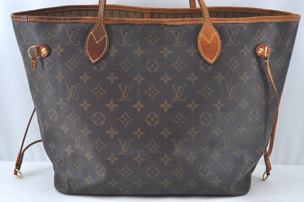Authentic Louis Vuitton Monogram Neverfull MM Shoulder Tote Bag M40156 LV 5329K