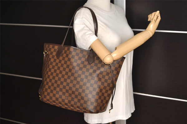 Authentic Louis Vuitton Damier Neverfull MM Shoulder Tote Bag N51105 LV 5895I