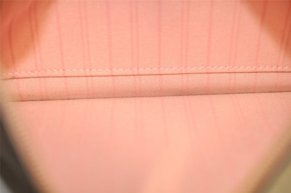 Auth Louis Vuitton Damier Neverfull Pouch Purse Clutch Rose Ballerine Pink 6247J