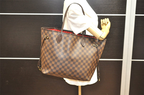 Authentic Louis Vuitton Damier Neverfull MM Shoulder Tote Bag N51105 LV 6251I