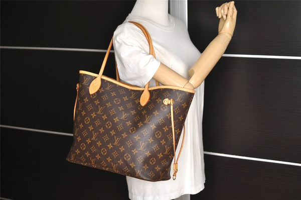 Authentic Louis Vuitton Monogram Neverfull MM Shoulder Tote Bag M40156 LV 6342I