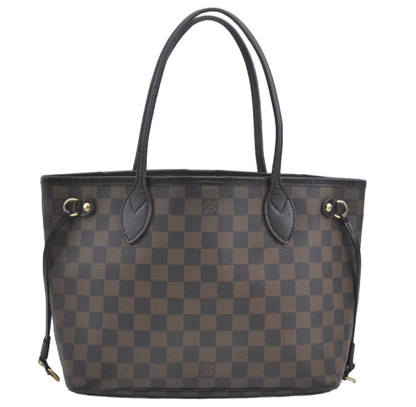 Authentic Louis Vuitton Damier Neverfull PM Shoulder Tote Bag N51109 LV 6460F