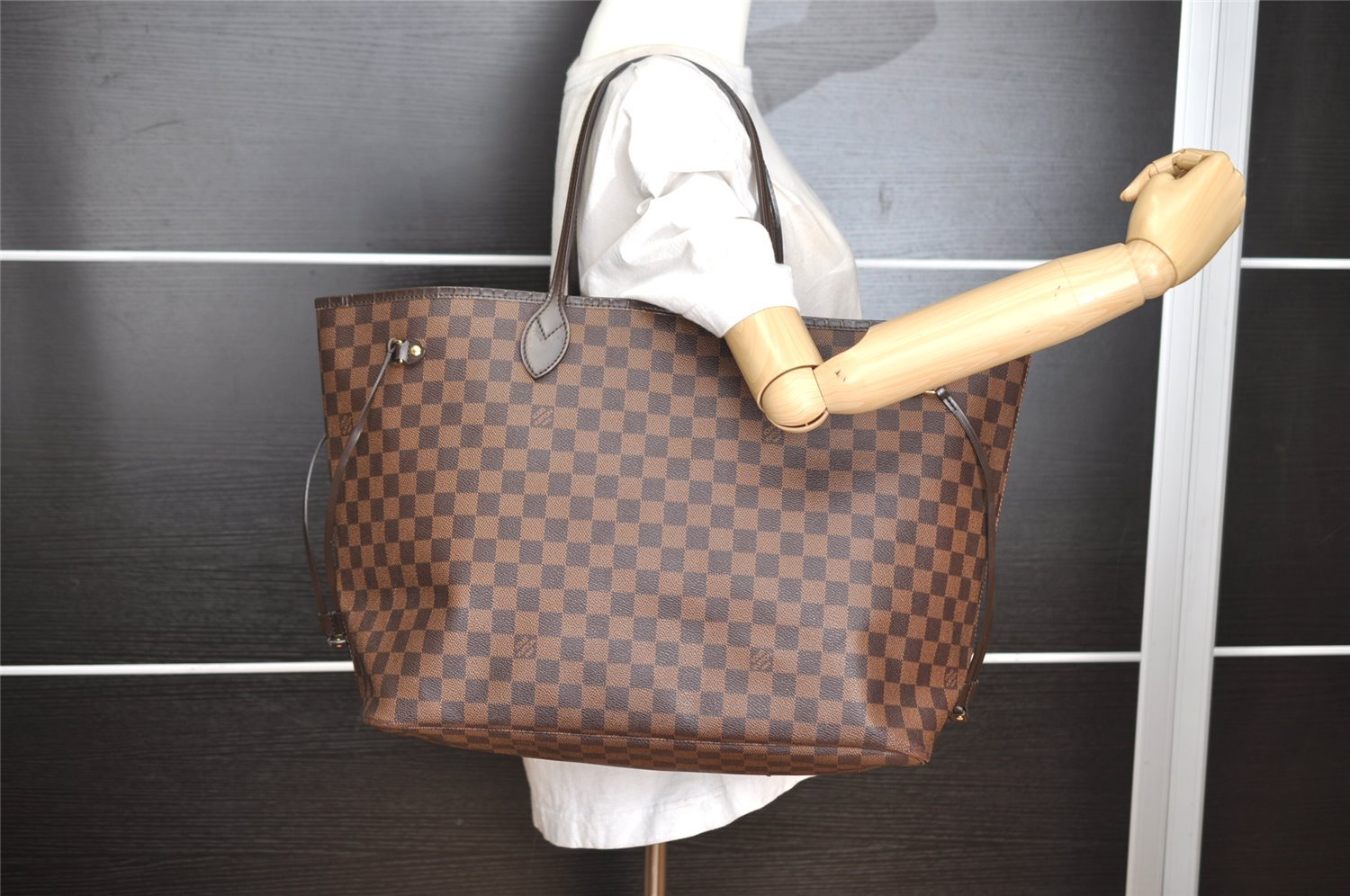 Authentic Louis Vuitton Damier Neverfull GM Shoulder Tote Bag N51106 LV 7022I