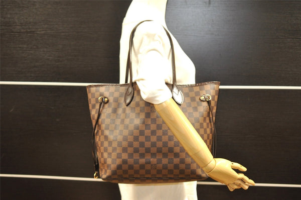 Authentic Louis Vuitton Damier Neverfull MM Shoulder Tote Bag N51105 LV 7025I