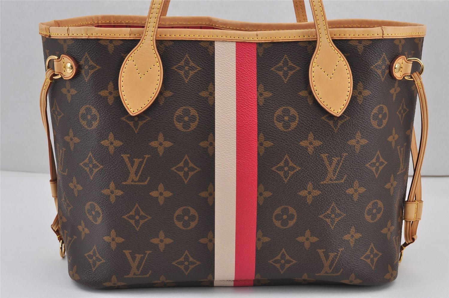 Authentic Louis Vuitton Mon Monogram Initial Neverfull PM Tote Bag LV 7258J