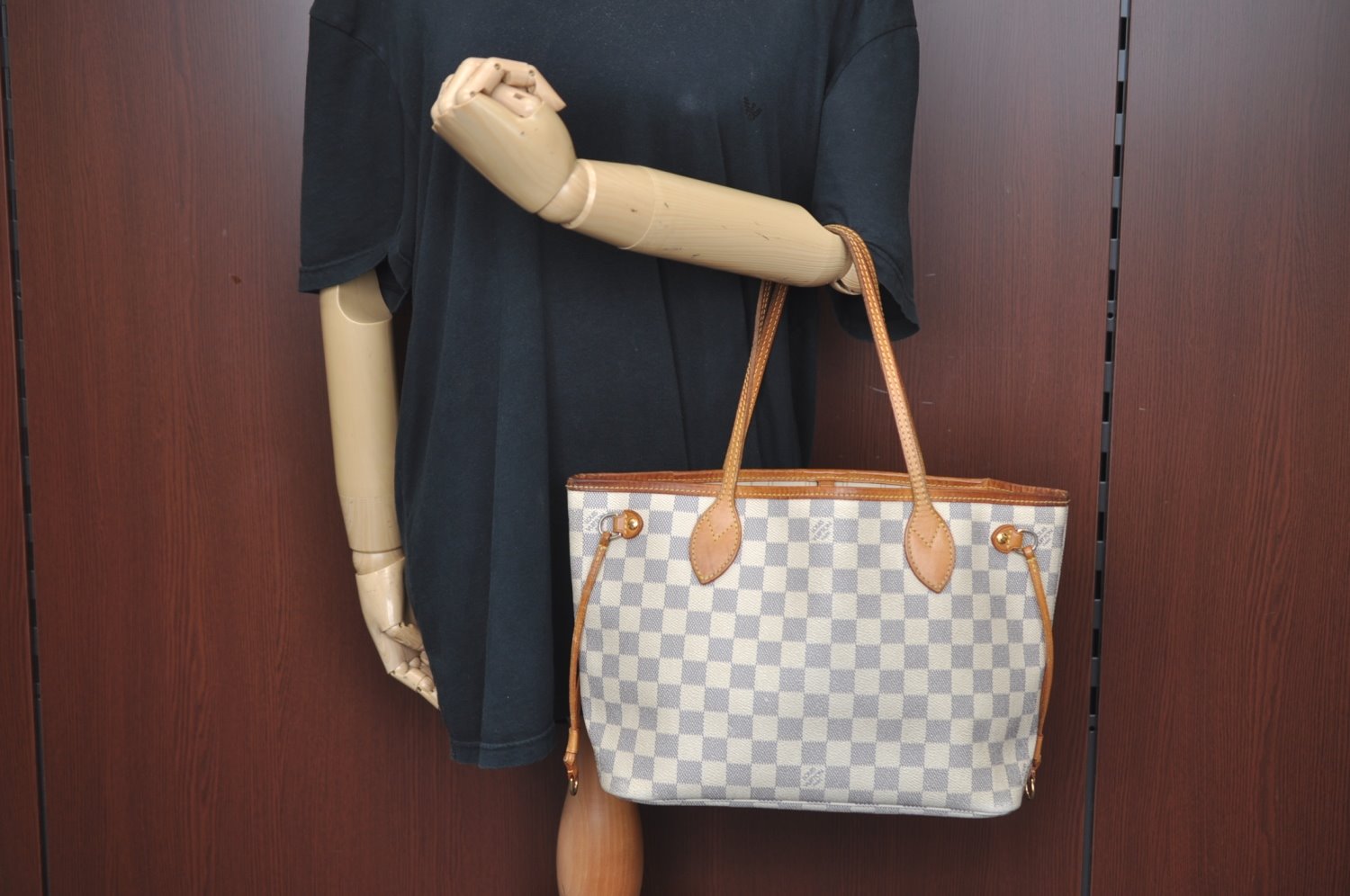 Authentic Louis Vuitton Damier Azur Neverfull PM Tote Bag N51110 LV 9510G