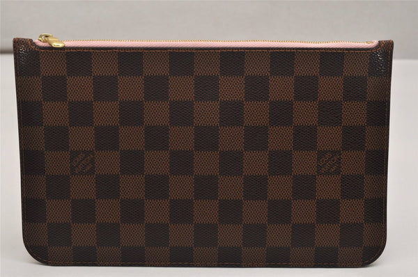 Auth Louis Vuitton Damier Neverfull Pouch Purse Clutch Rose Ballerine Pink 9510J
