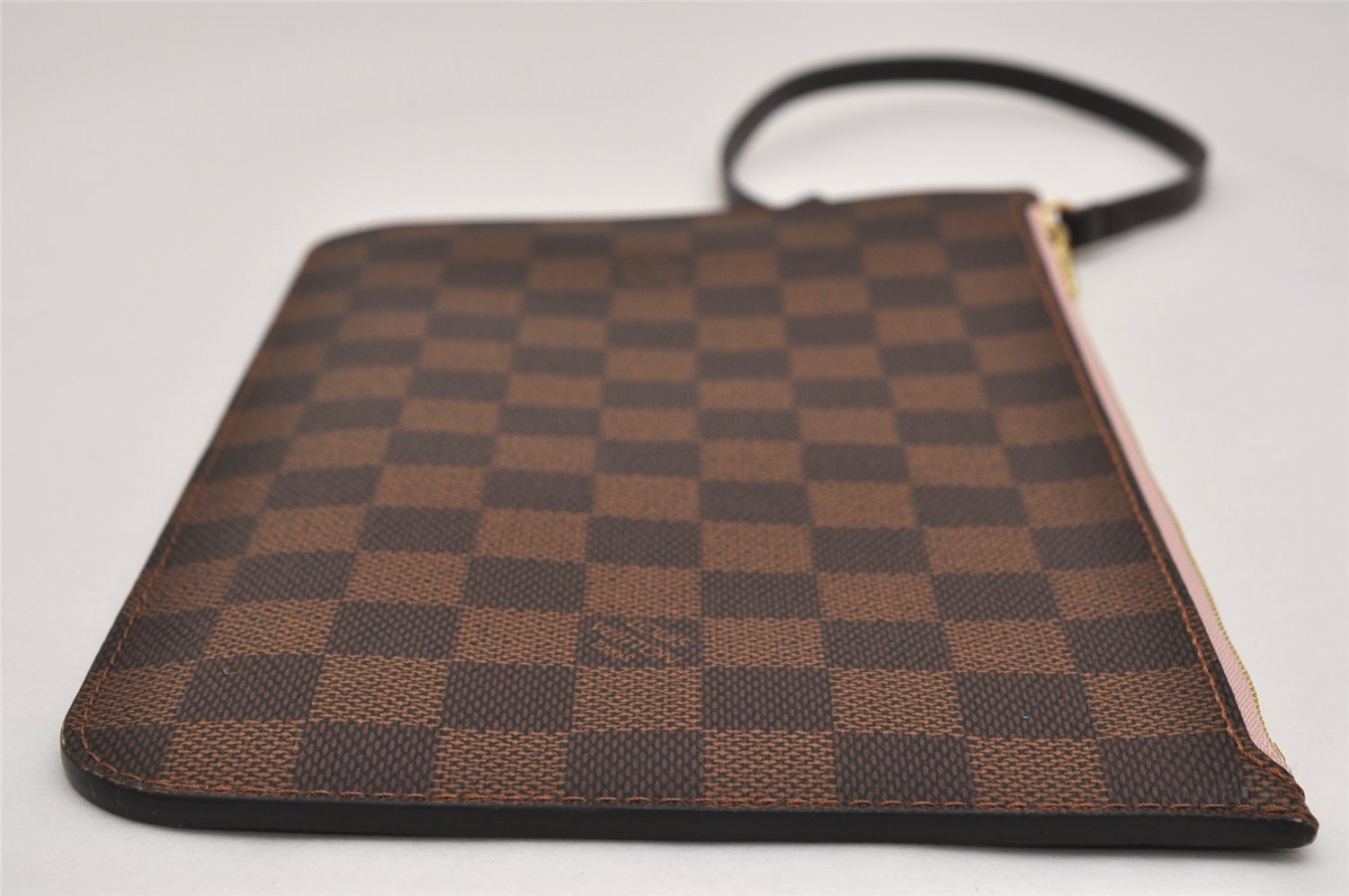 Auth Louis Vuitton Damier Neverfull Pouch Purse Clutch Rose Ballerine Pink 9510J