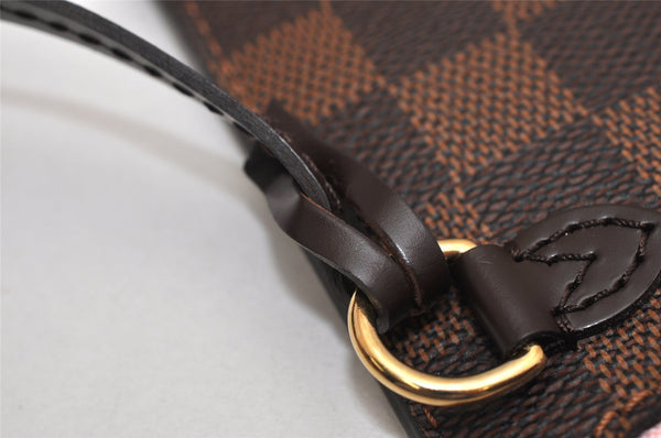 Auth Louis Vuitton Damier Neverfull Pouch Purse Clutch Rose Ballerine Pink 9510J