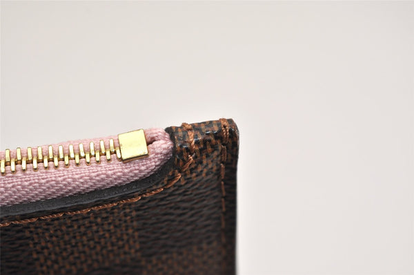Auth Louis Vuitton Damier Neverfull Pouch Purse Clutch Rose Ballerine Pink 9510J