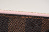 Auth Louis Vuitton Damier Neverfull Pouch Purse Clutch Rose Ballerine Pink 9510J