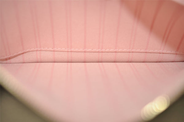 Auth Louis Vuitton Damier Neverfull Pouch Purse Clutch Rose Ballerine Pink 9510J