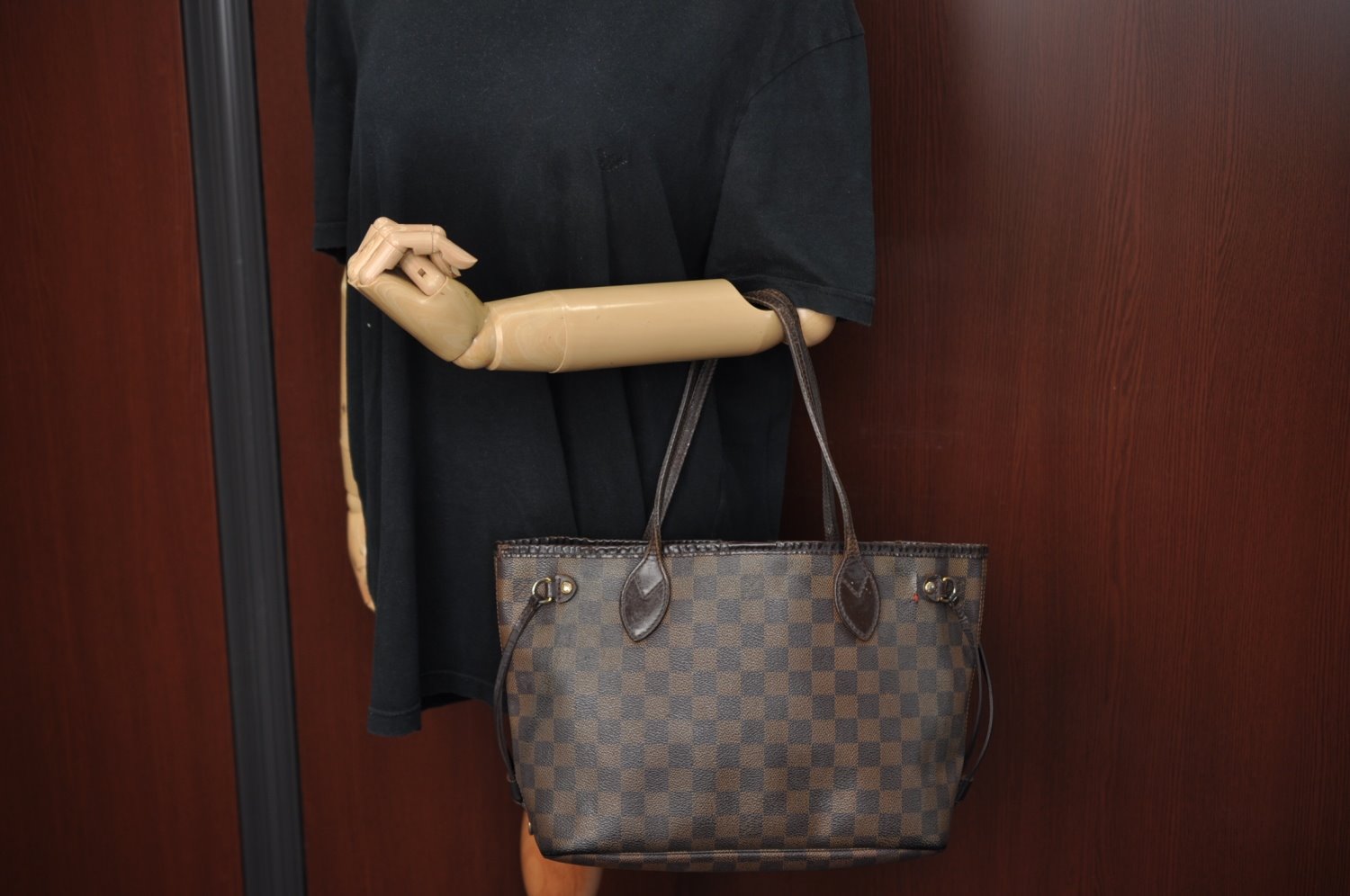 Authentic Louis Vuitton Damier Neverfull PM Shoulder Tote Bag N51109 Lv K2876