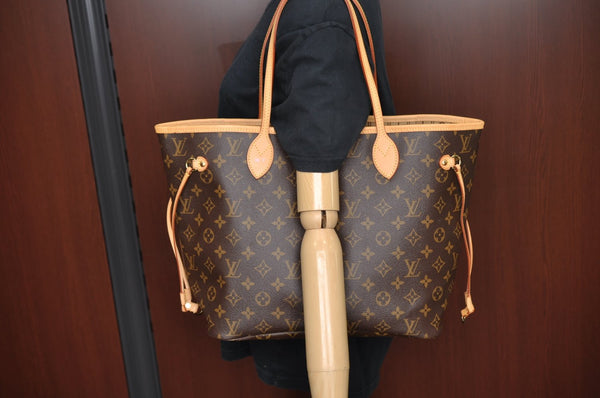 Authentic Louis Vuitton Monogram Neverfull MM Shoulder Tote Bag M40156 LV K4141