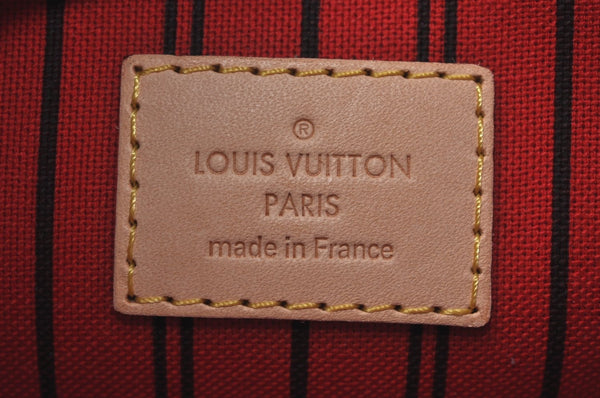 Authentic Louis Vuitton Monogram Neverfull Pouch Purse Clutch Bag Red LV K4383
