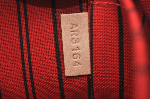 Authentic Louis Vuitton Monogram Neverfull Pouch Purse Clutch Bag Red LV K4383