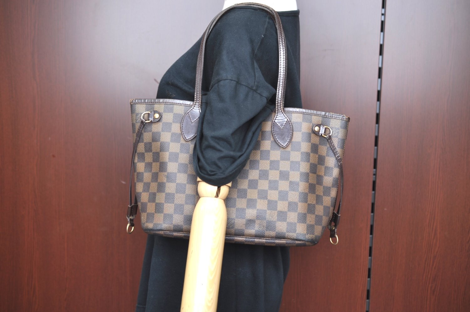 Authentic Louis Vuitton Damier Neverfull PM Shoulder Tote Bag N51109 LV K5134