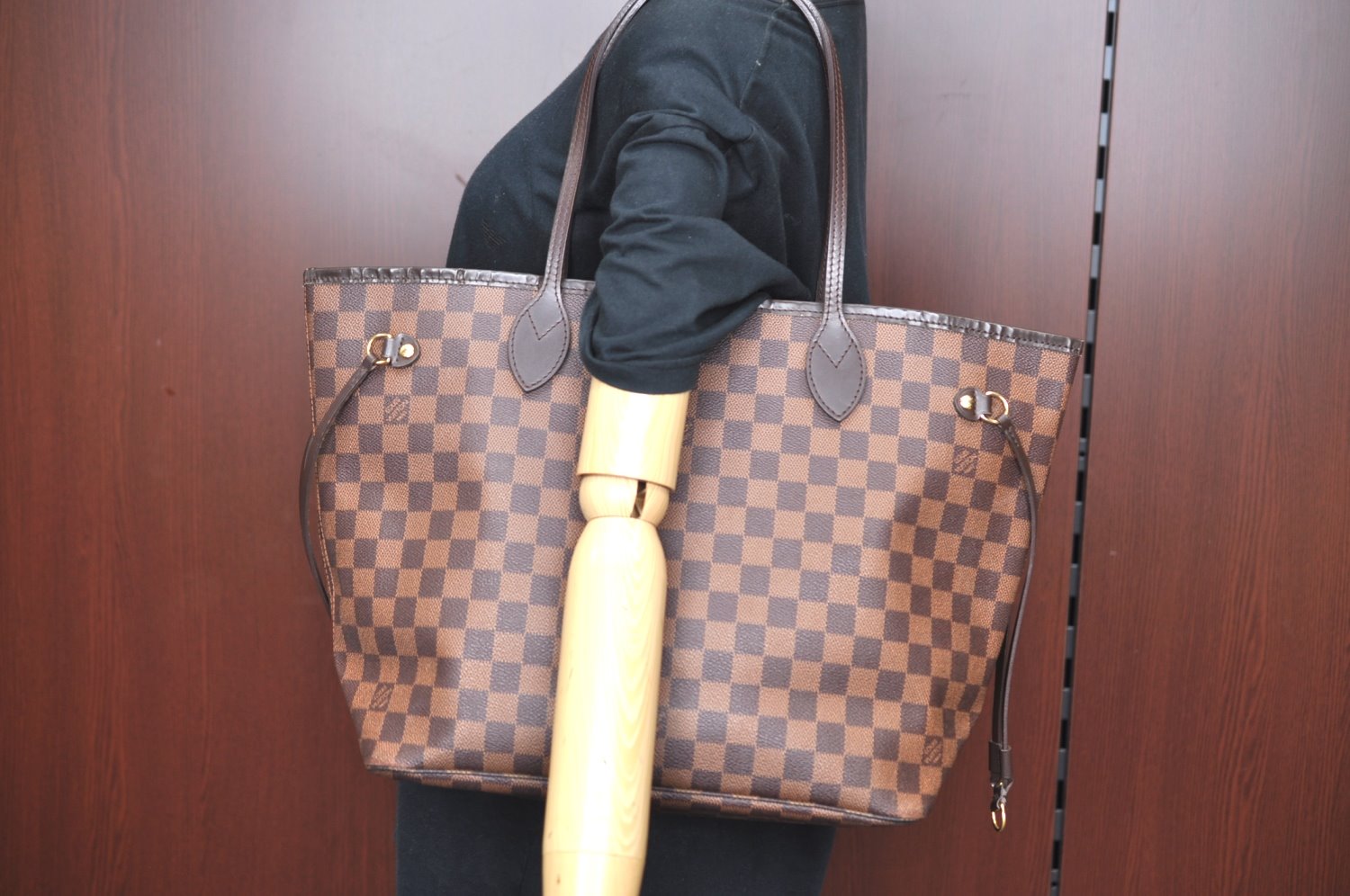 Authentic Louis Vuitton Damier Neverfull MM Shoulder Tote Bag N51105 LV K5199
