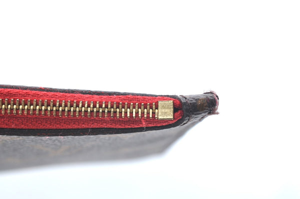 Authentic Louis Vuitton Monogram Neverfull Pouch Purse Clutch Bag Red LV K5865