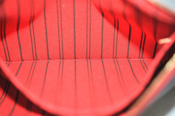 Authentic Louis Vuitton Monogram Neverfull Pouch Purse Clutch Bag Red LV K5865