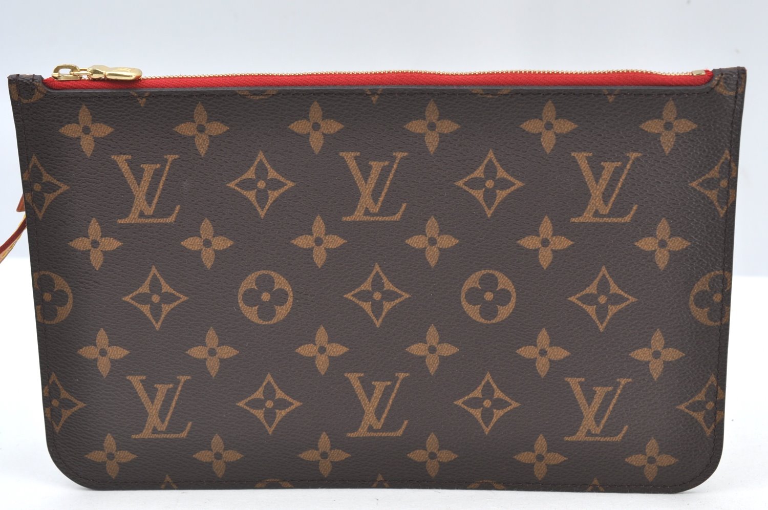 Authentic Louis Vuitton Monogram Neverfull Pouch Purse Clutch Bag Red LV K8546