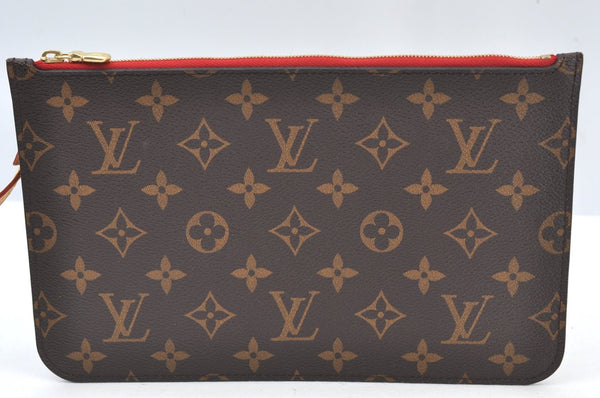 Authentic Louis Vuitton Monogram Neverfull Pouch Purse Clutch Bag Red LV K8546