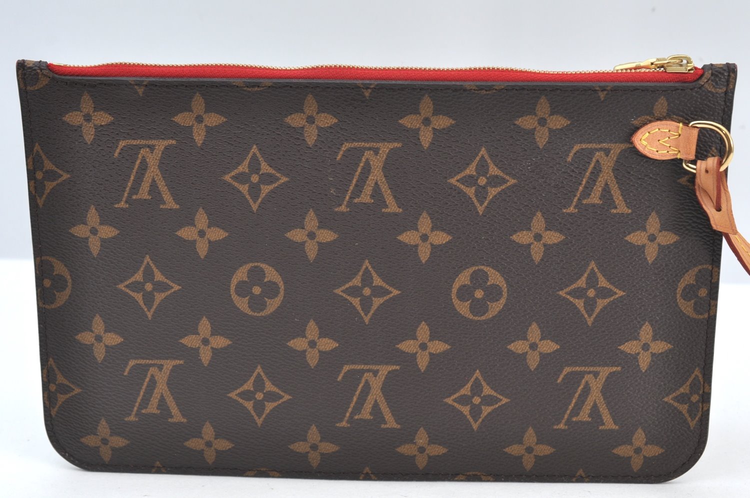 Authentic Louis Vuitton Monogram Neverfull Pouch Purse Clutch Bag Red LV K8546