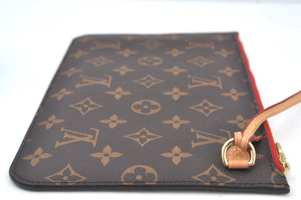 Authentic Louis Vuitton Monogram Neverfull Pouch Purse Clutch Bag Red LV K8546
