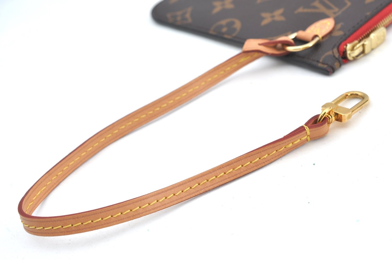 Authentic Louis Vuitton Monogram Neverfull Pouch Purse Clutch Bag Red LV K8546